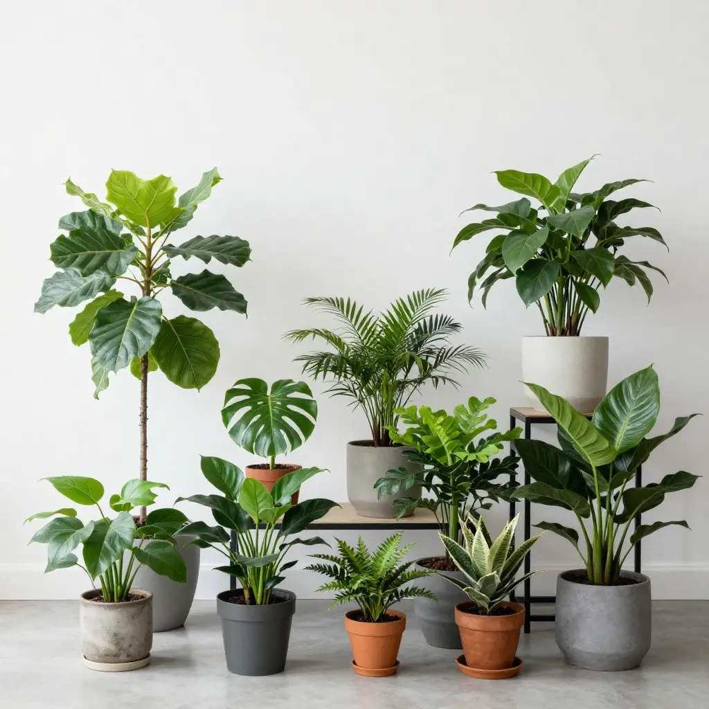 Variety of healthy houseplants ready for sourcing and selection